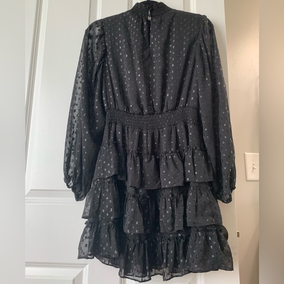 Express Metallic Dot Tiered Ruffle Dress - Picture 5 of 10